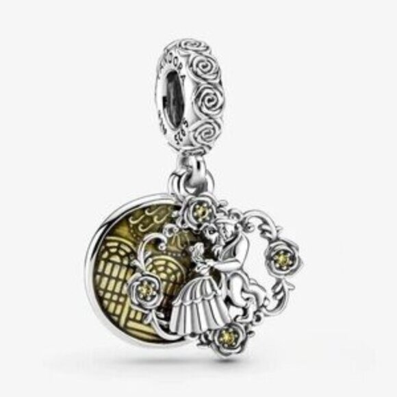 New Pandora Disney Beauty and the Beast Dancing Dangle Charm